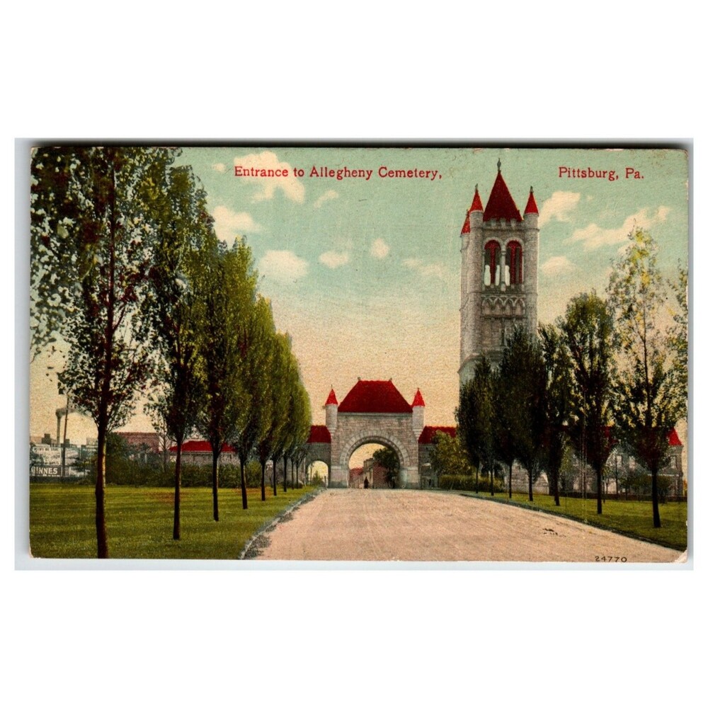 Allegheny Cemetery Entrance Pittsburg PA Vintage Postcard c. 1907-1911